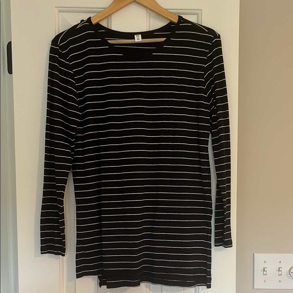 BP Black and White Striped Long Sleeve Tee
